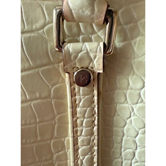 Liz Claiborne Cream Faux Crocodile Embossed Shoulder Tote Bag  Long Straps - Picture 5 of 12